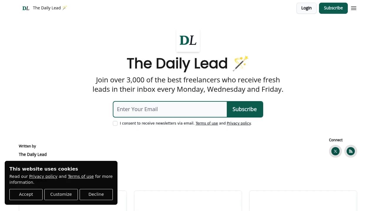Screenshot of The Daily Lead website