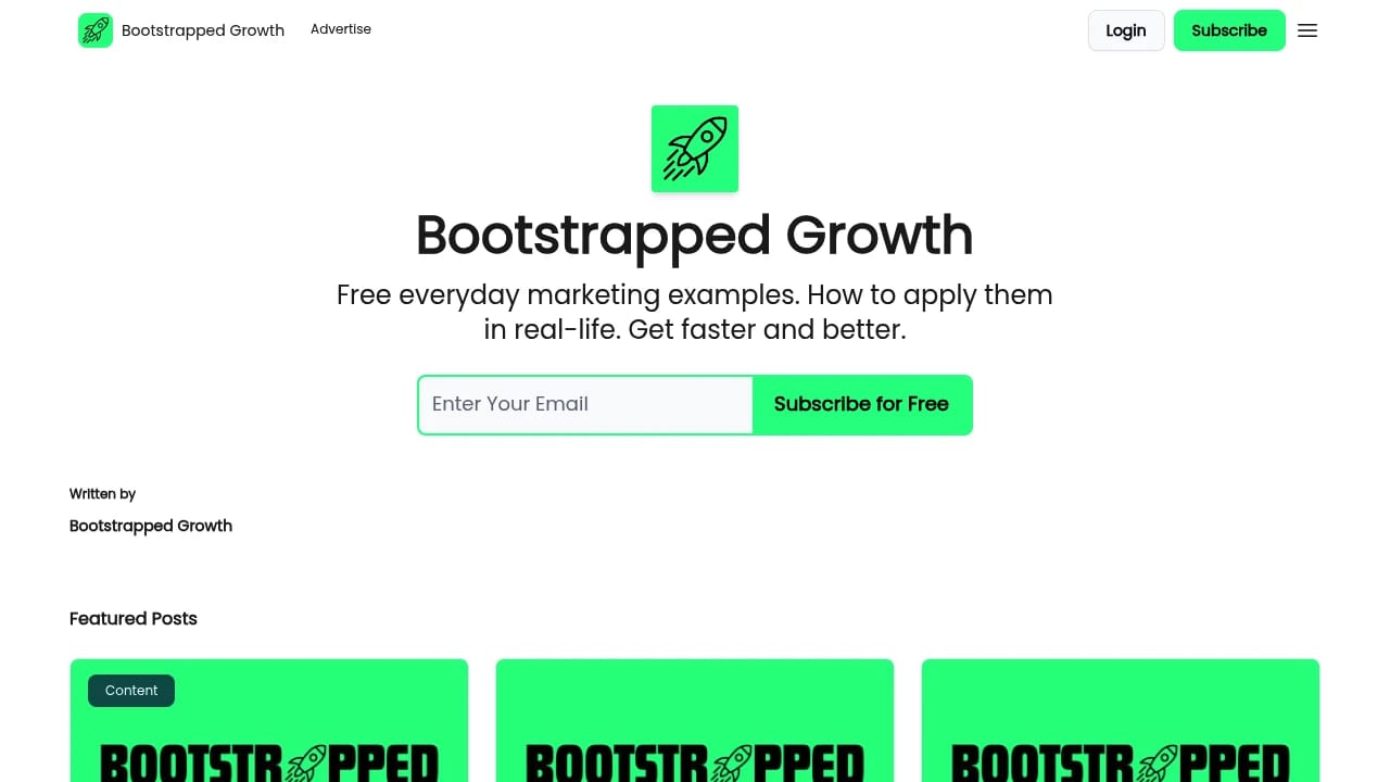 Screenshot of Bootstrapped Growth website