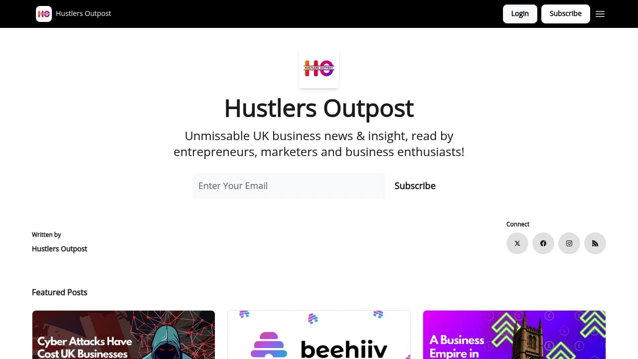 Screenshot of Hustlers Outpost website