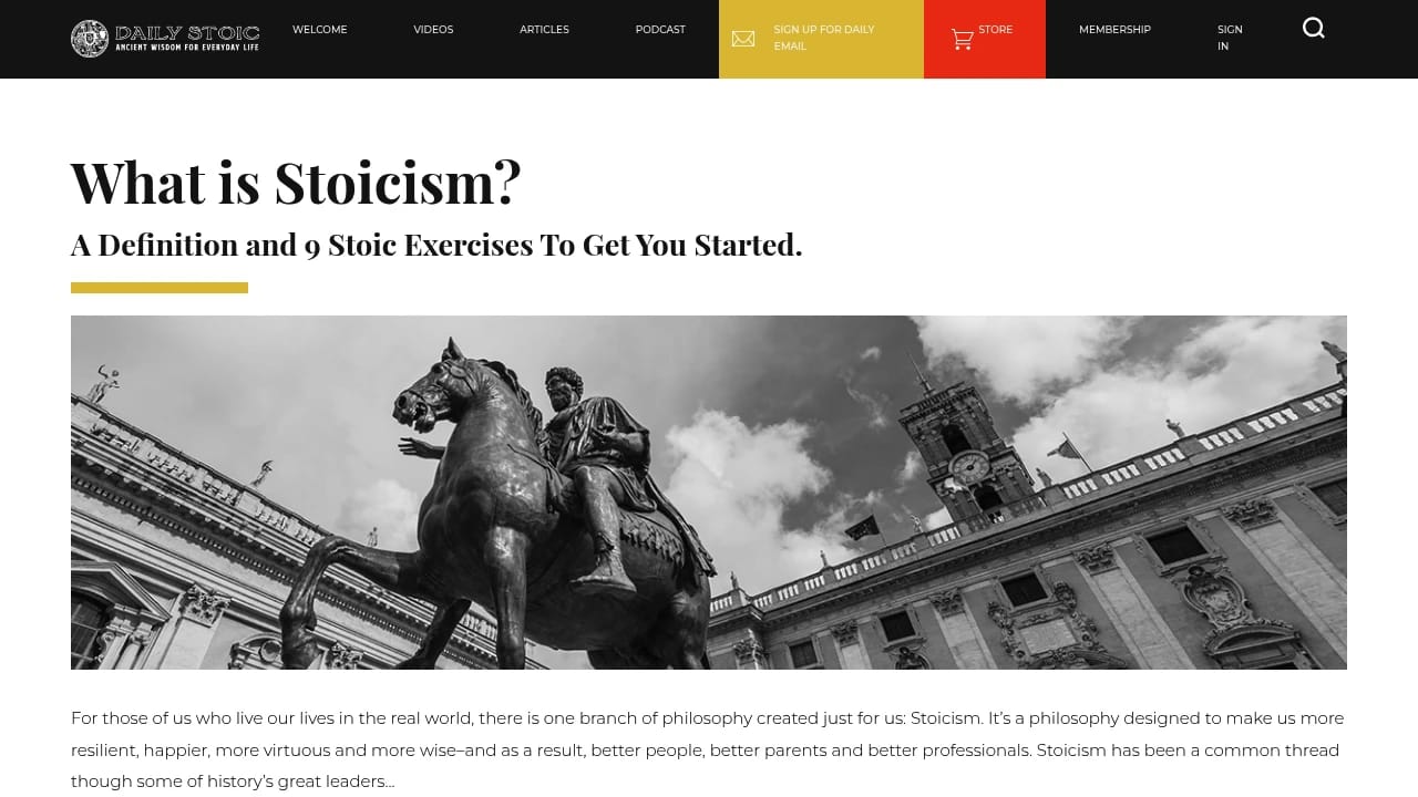 Screenshot of The Daily Stoic website