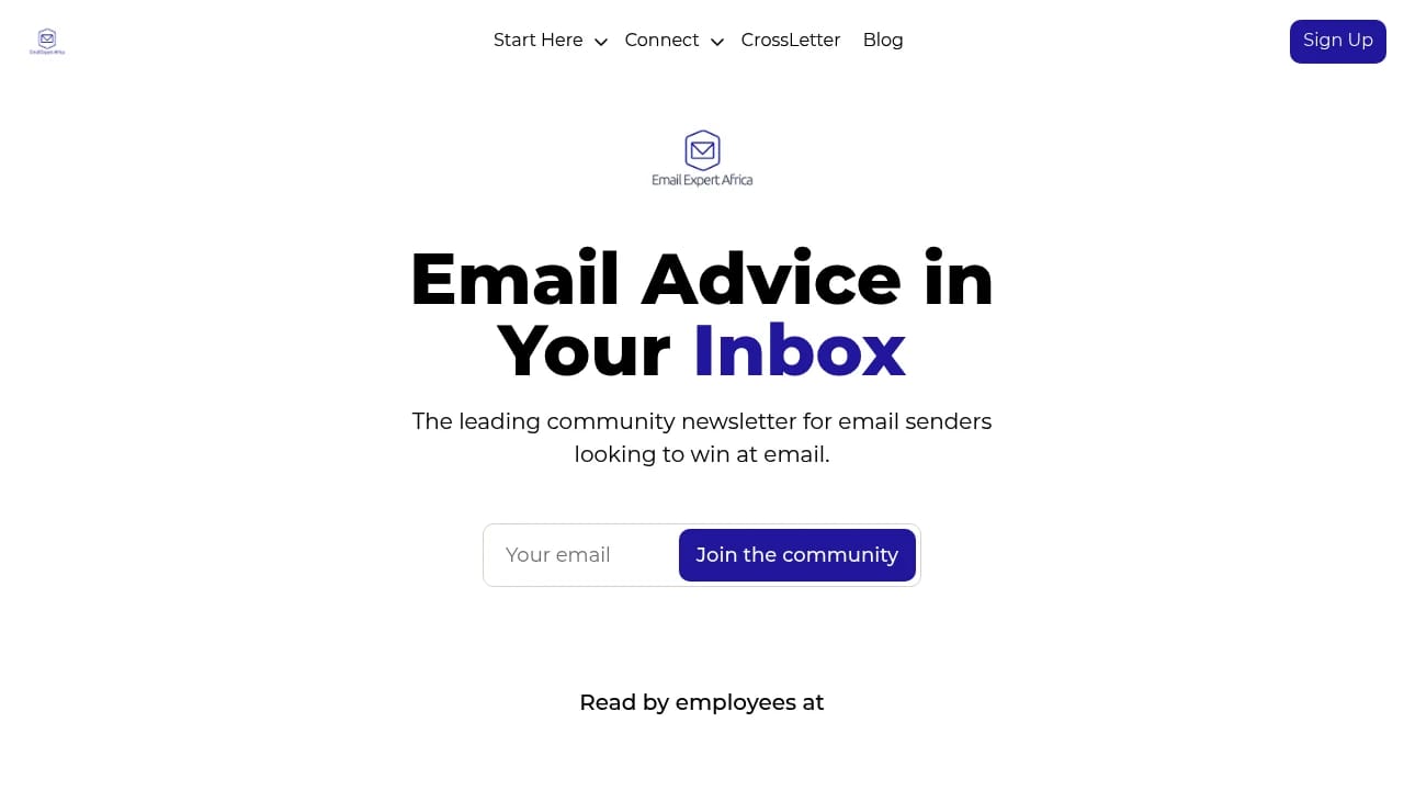 Screenshot of Email Advice in Your Inbox website
