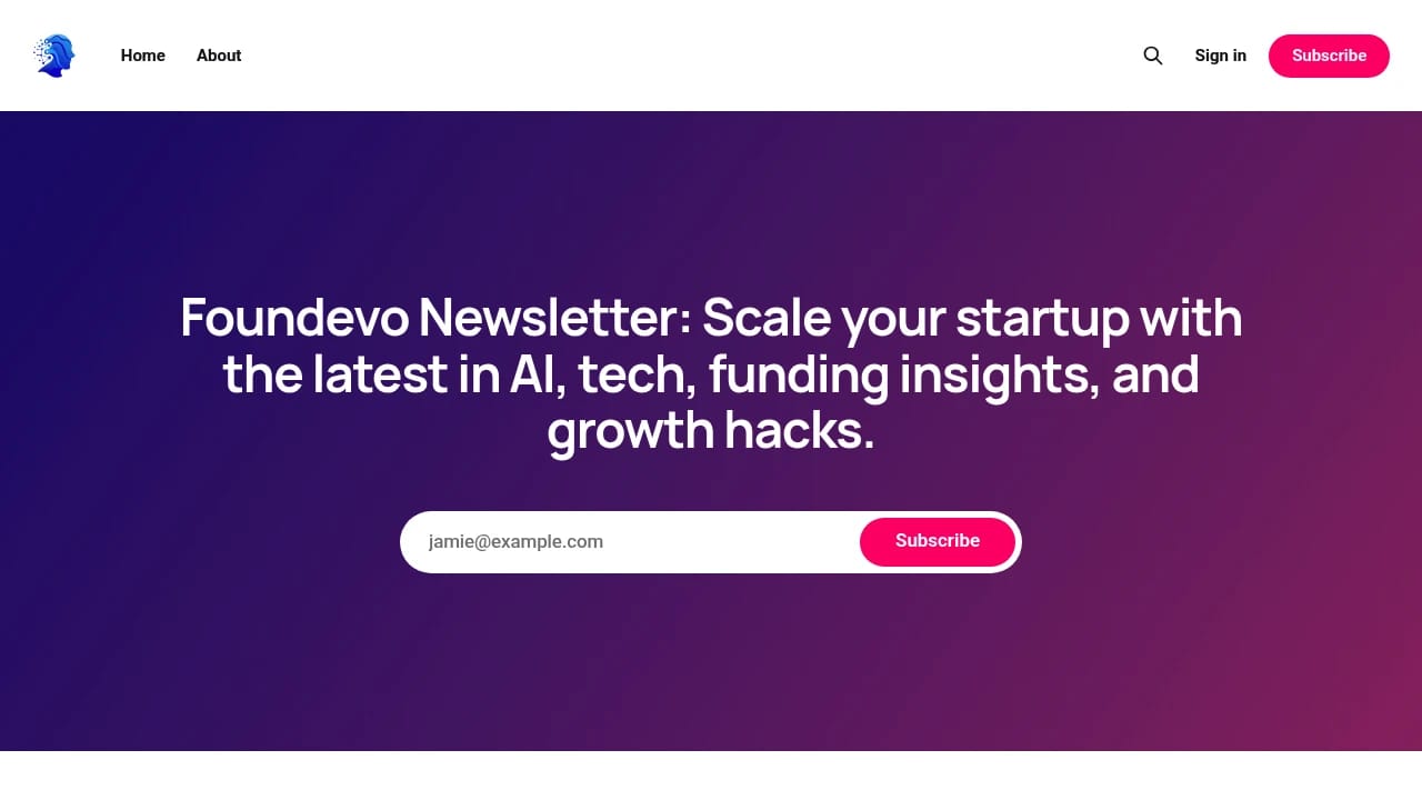 Screenshot of Foundevo Newsletter website