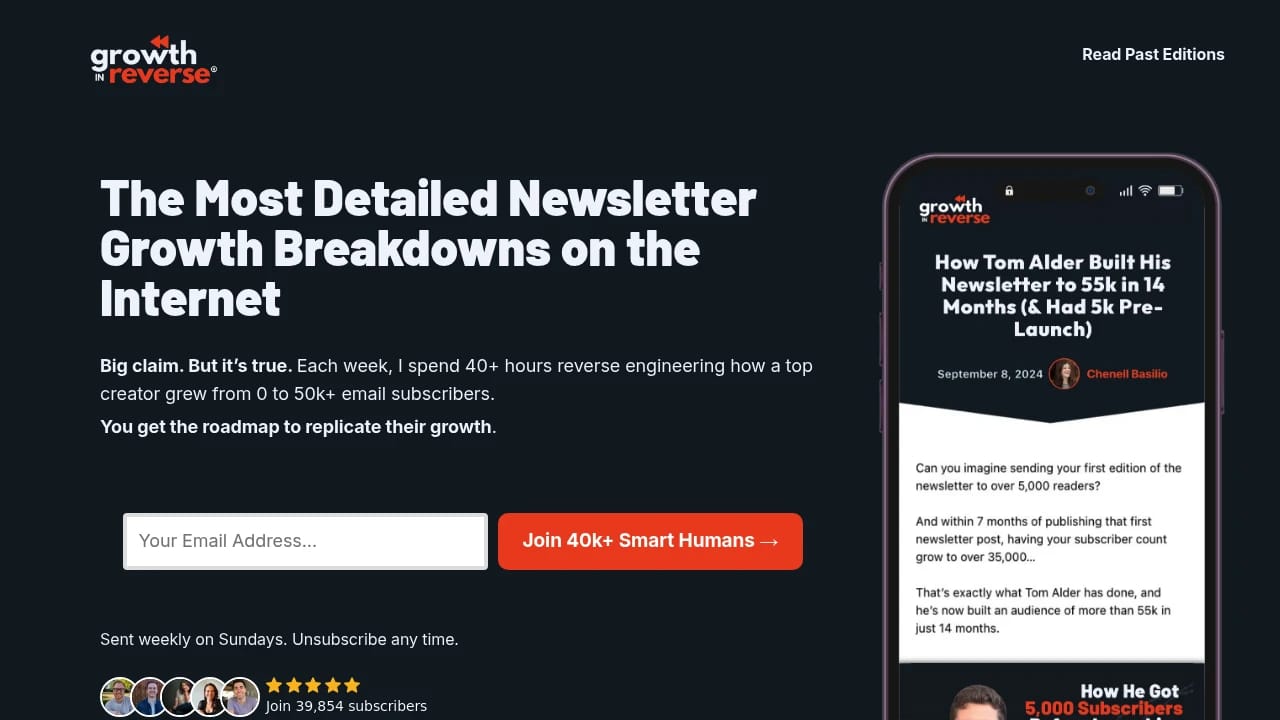 Screenshot of Growth In Reverse website