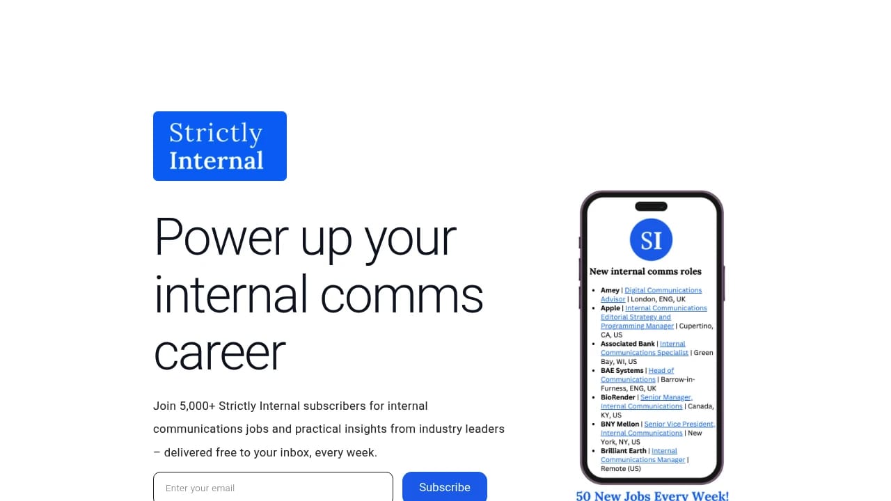 Screenshot of Strictly Internal website