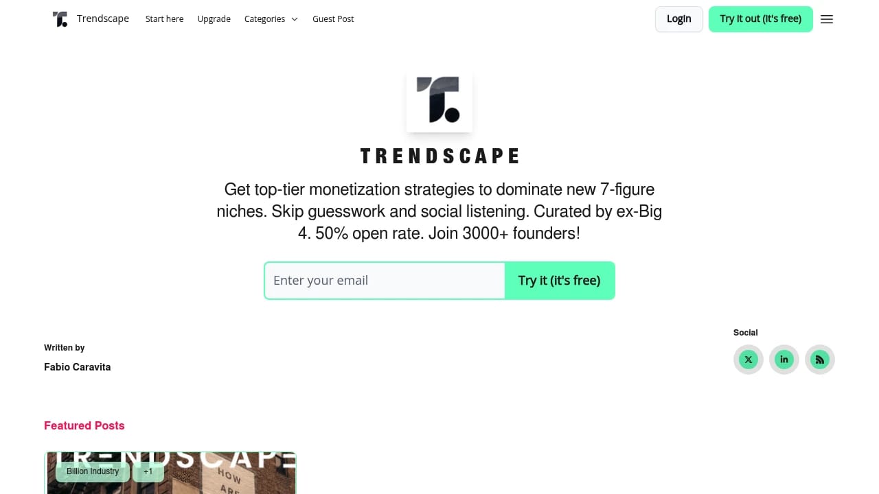 Screenshot of Trendscape website