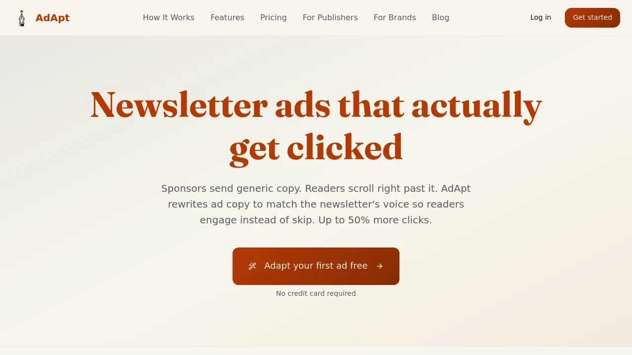 Screenshot of AdApt website