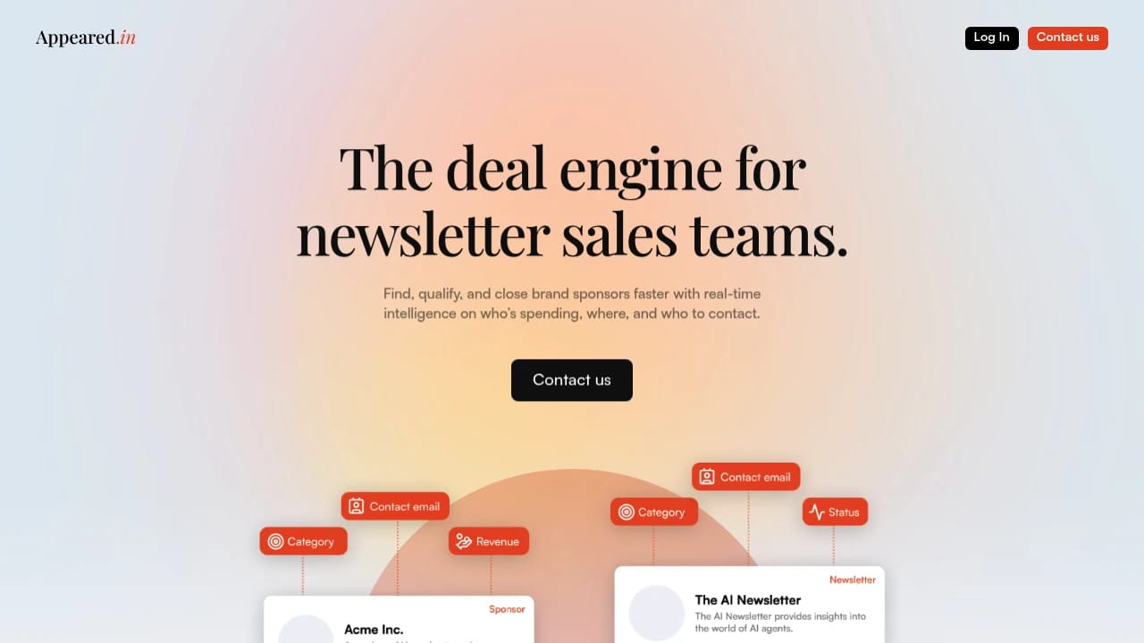 Screenshot of Appeared.in website