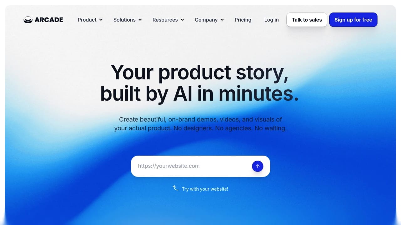 Screenshot of Arcade website