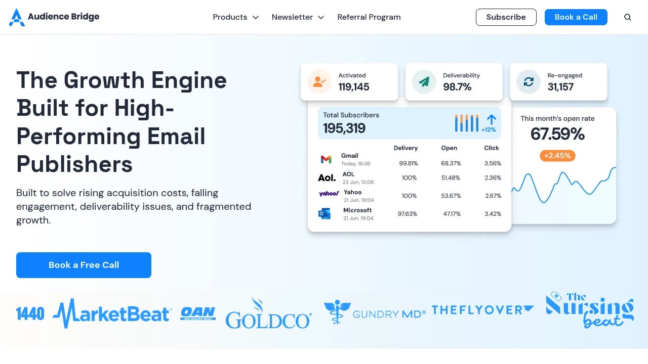 Screenshot of Audience Bridge website