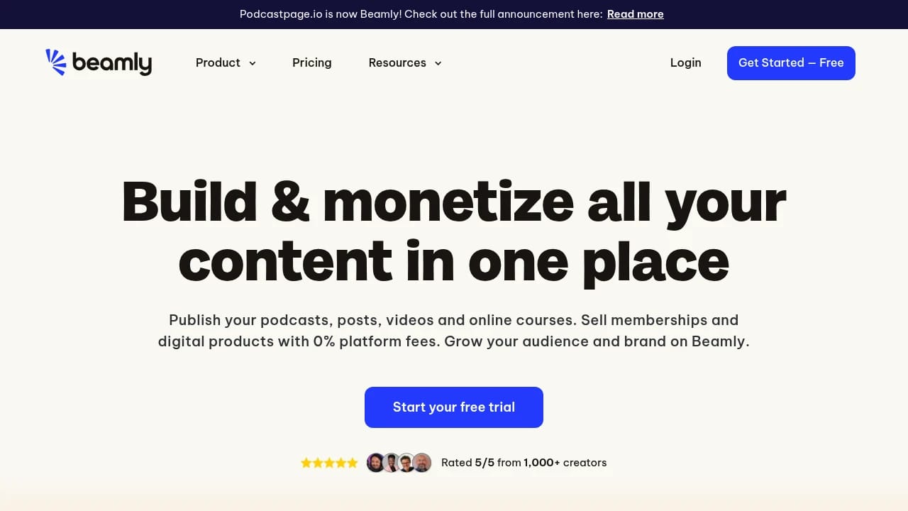 Screenshot of Beamly website