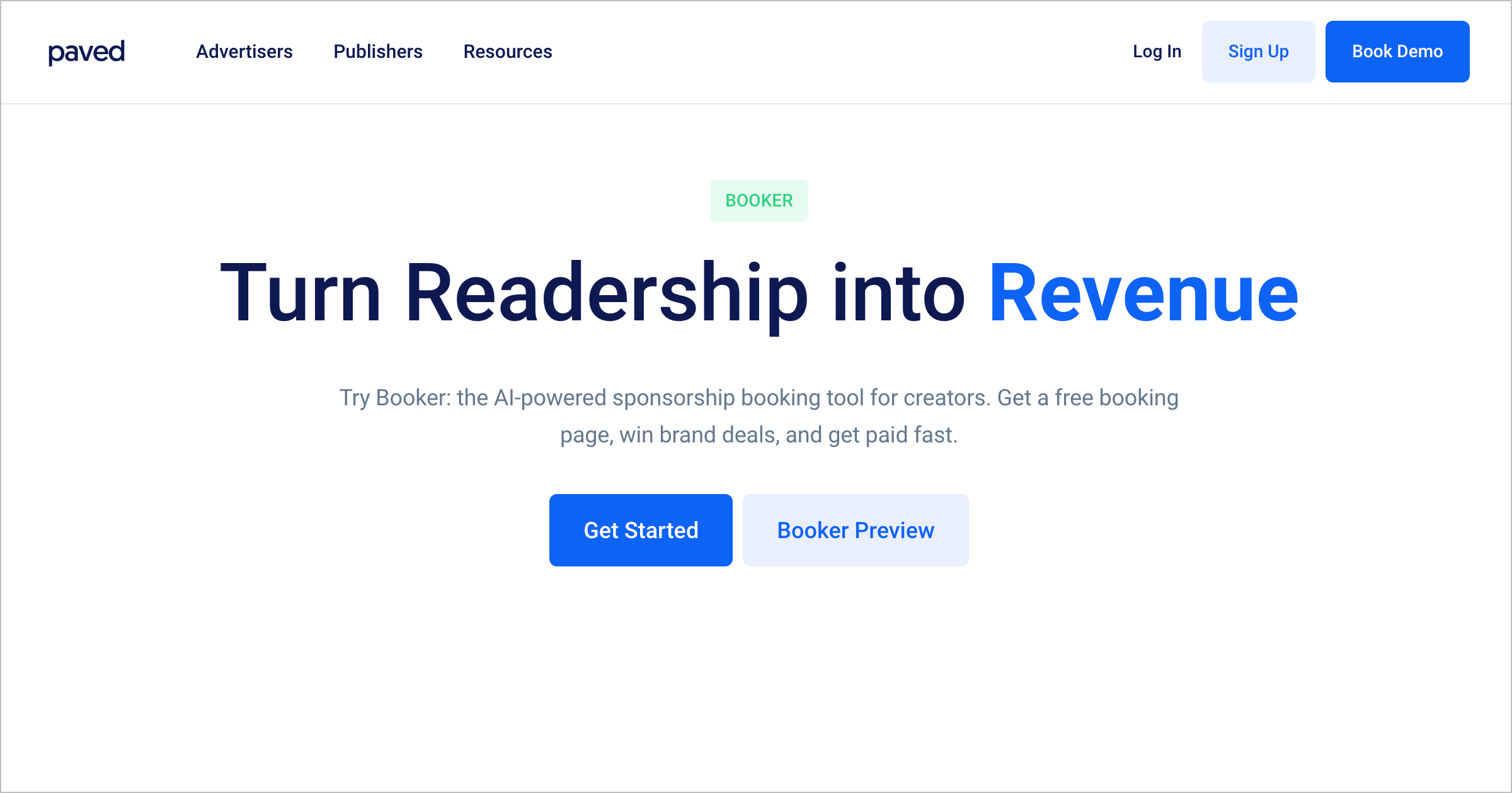 Screenshot of Booker by Paved website
