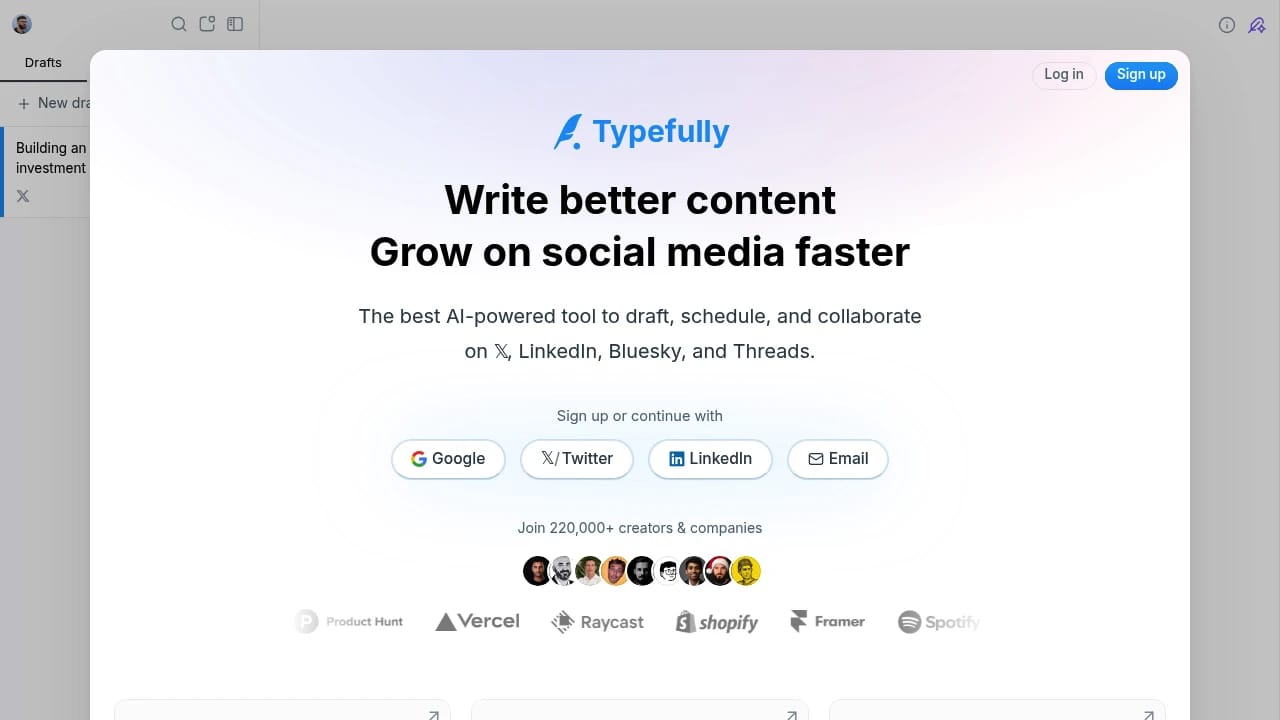 Screenshot of Typefully website