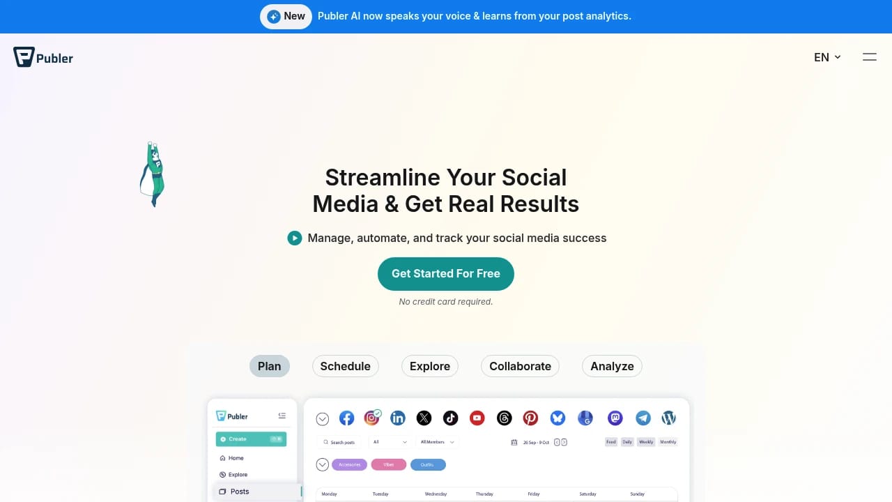 Screenshot of Publer website