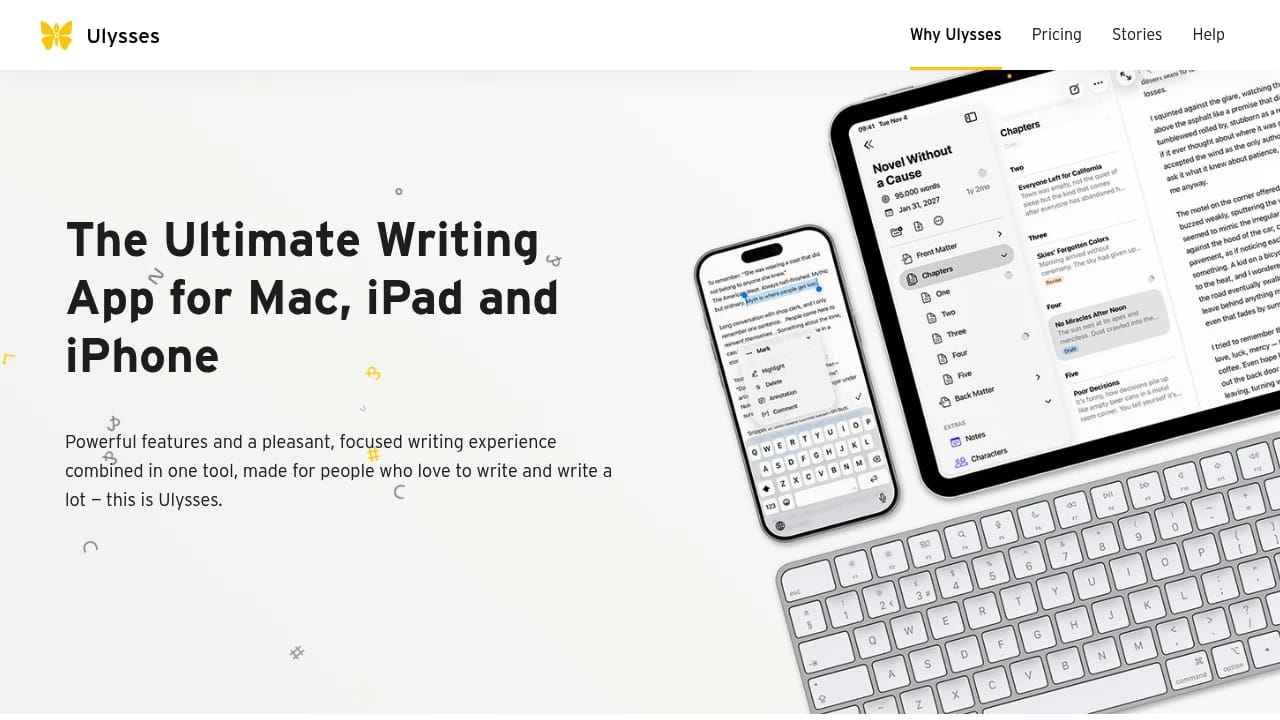 Screenshot of Ulysses website