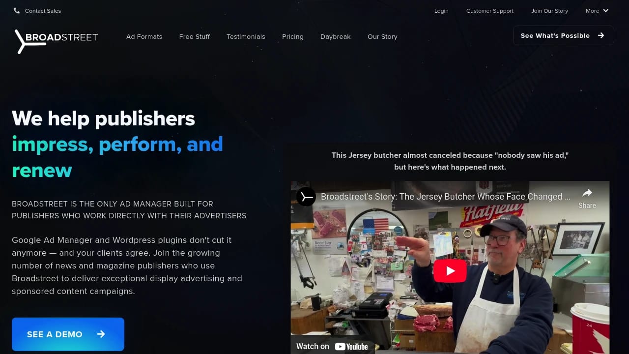 Screenshot of Broadstreet website