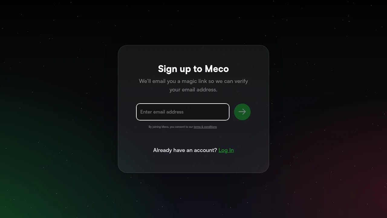 Screenshot of Meco website