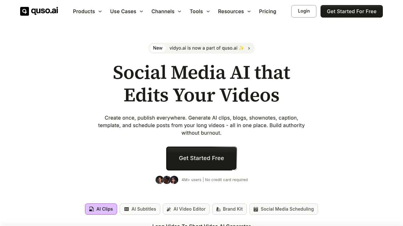 Screenshot of Vidyo.ai website