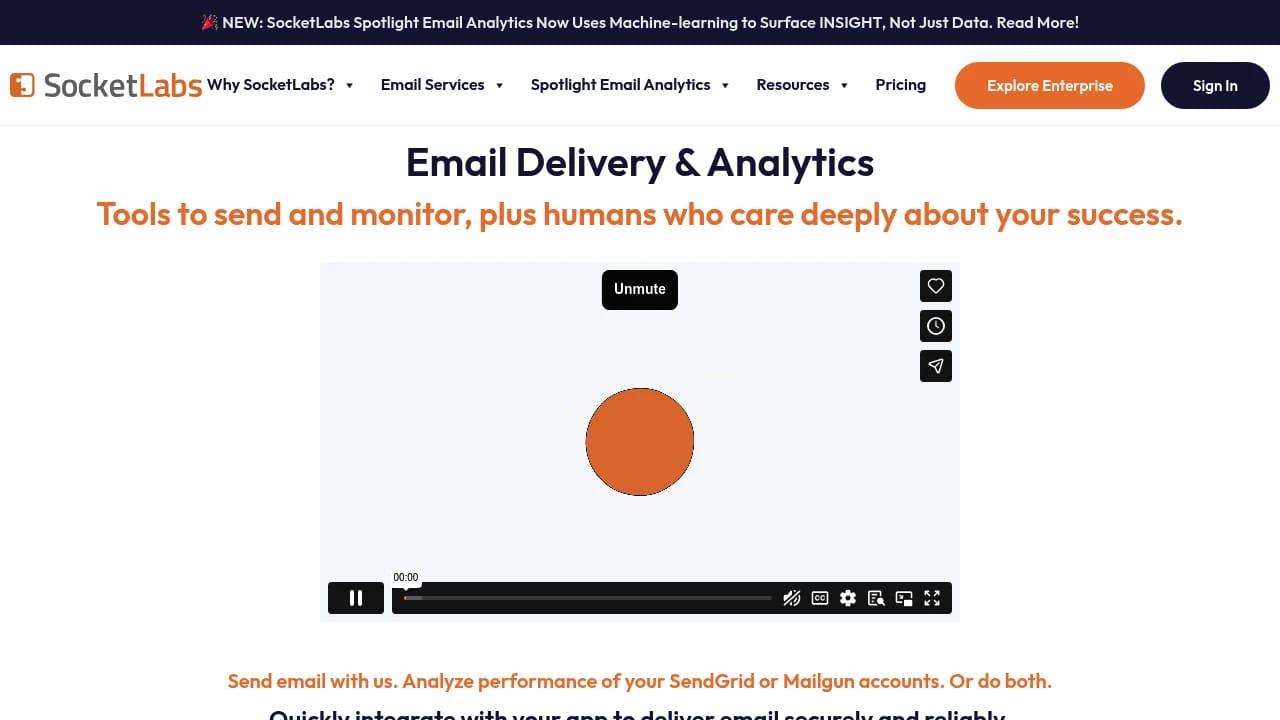 Screenshot of Socket Labs website