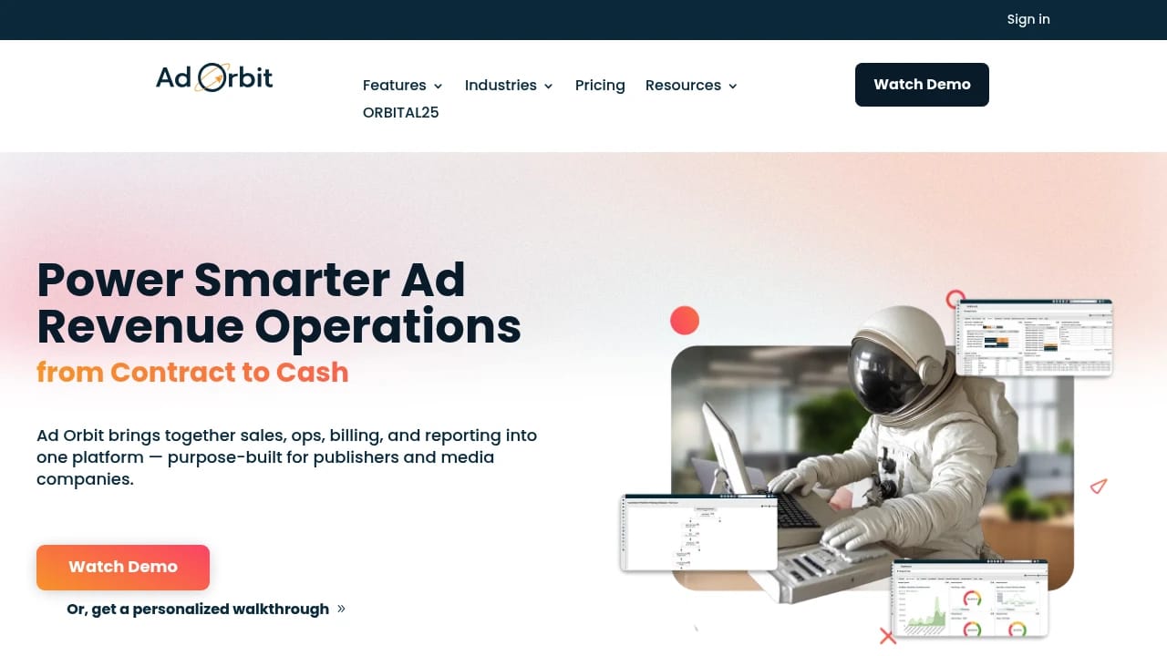 Screenshot of AdOrbit website