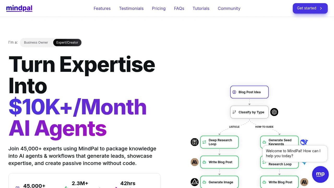 Screenshot of MindPal website