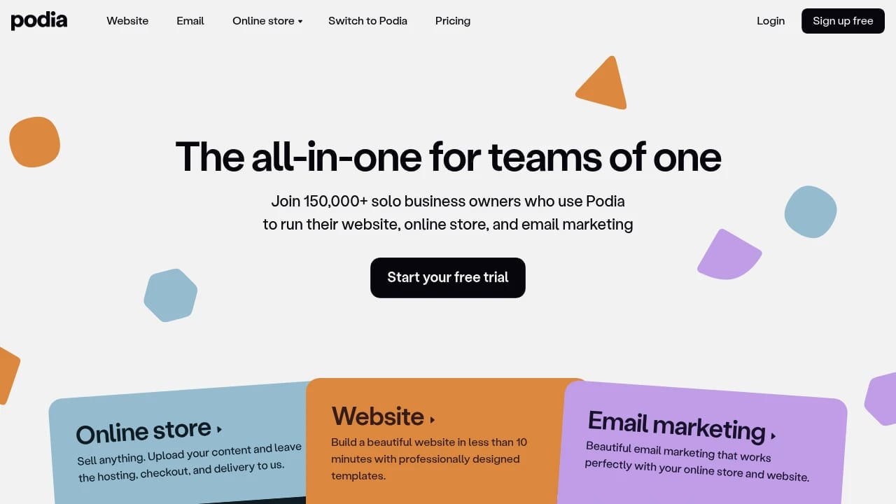 Screenshot of Podia website