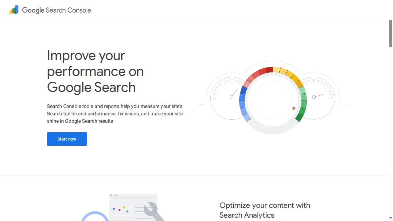 Screenshot of Google Search Console website