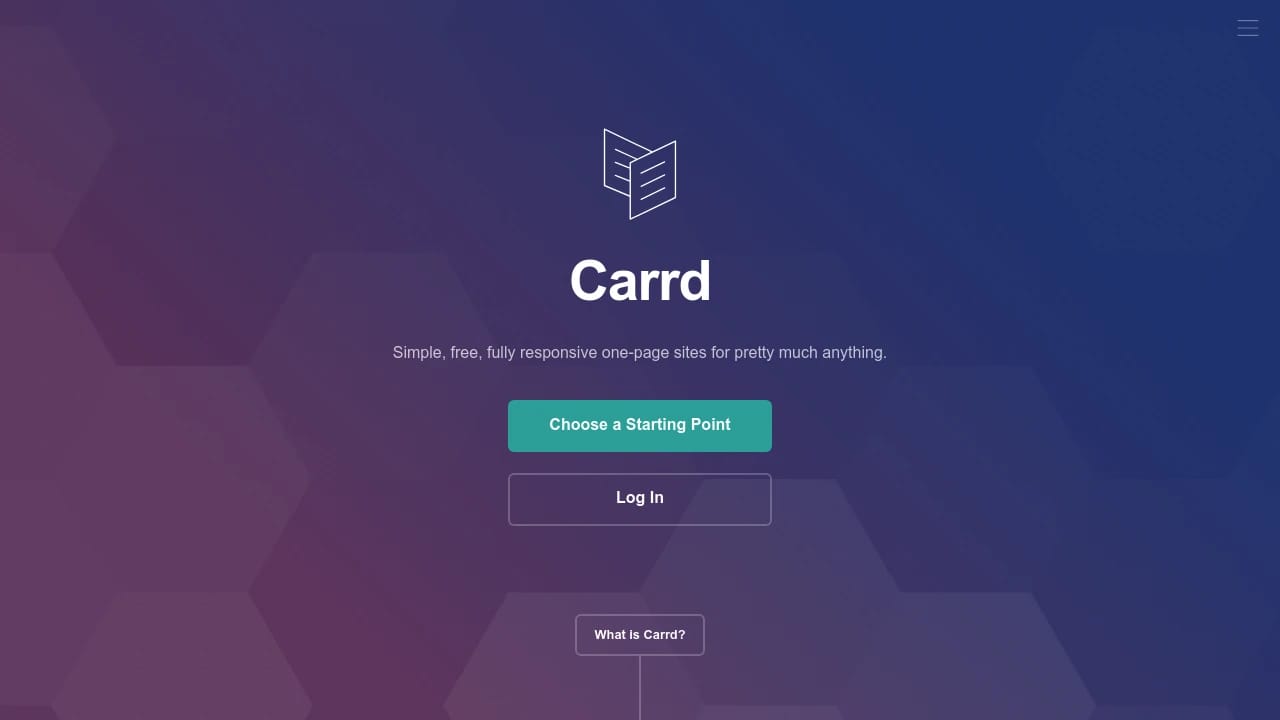 Screenshot of Carrd website