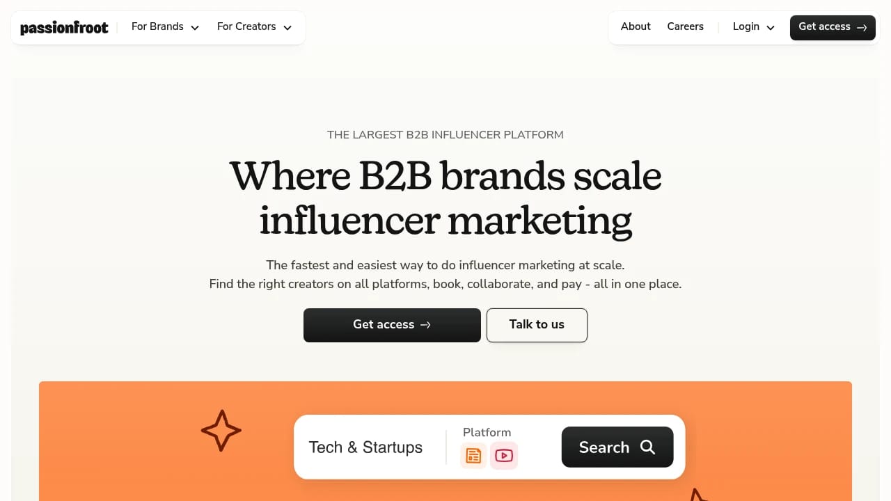 Screenshot of Passionfroot website