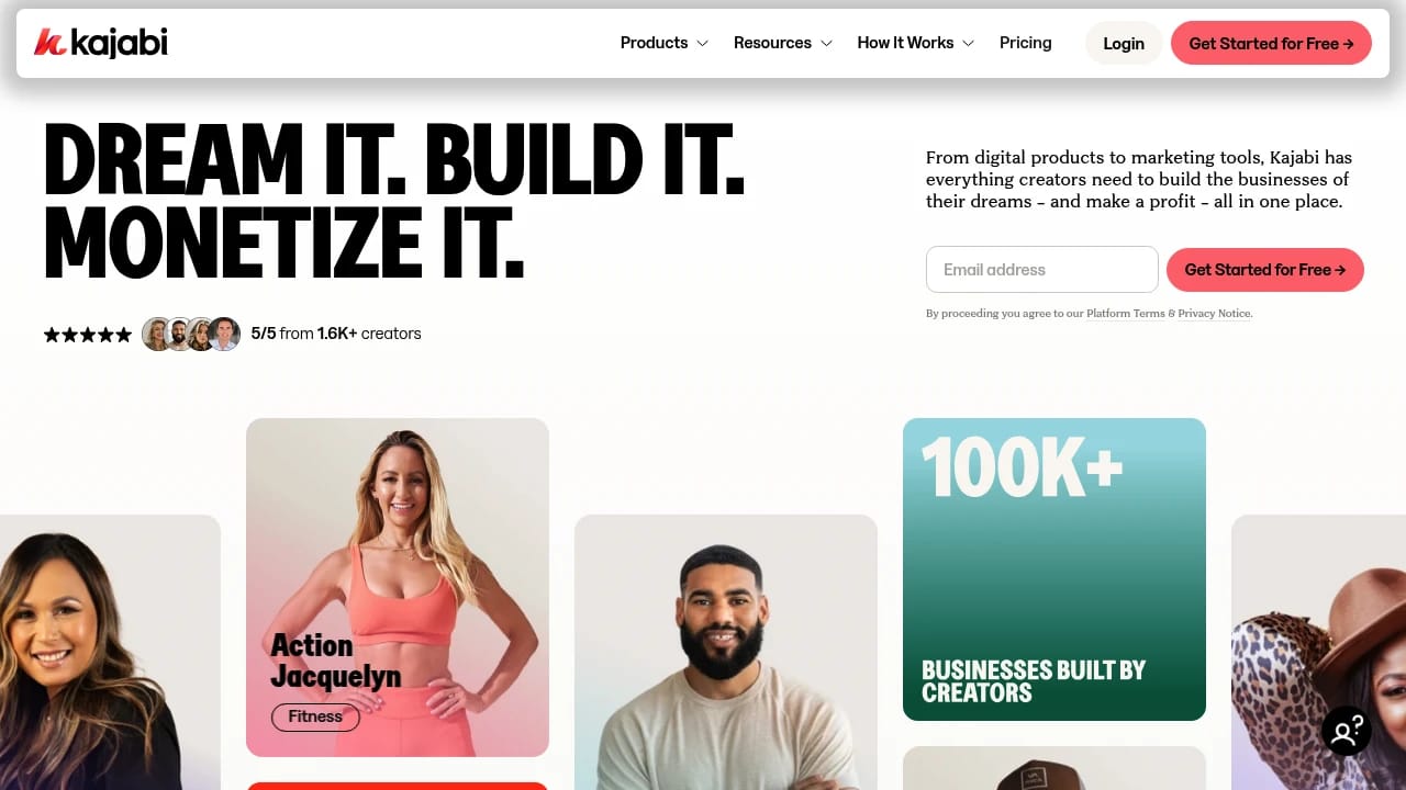 Screenshot of Kajabi website