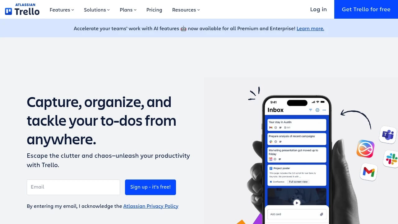 Screenshot of Trello website