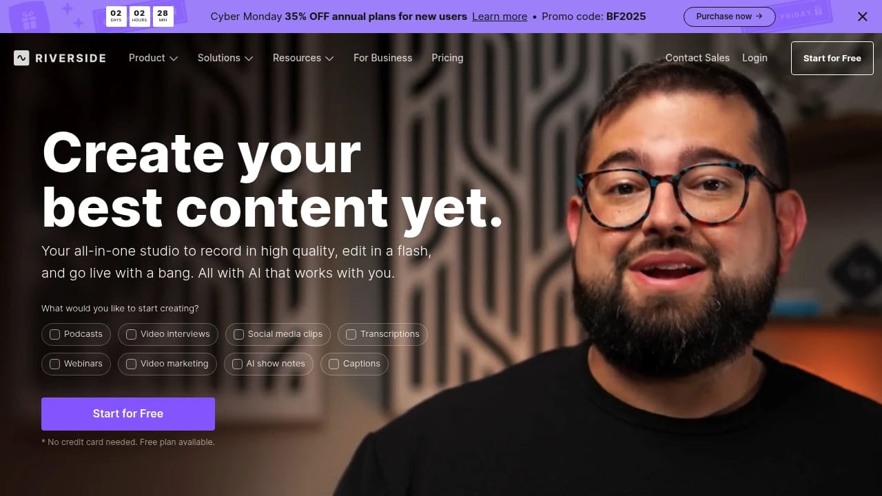 Screenshot of Riverside website