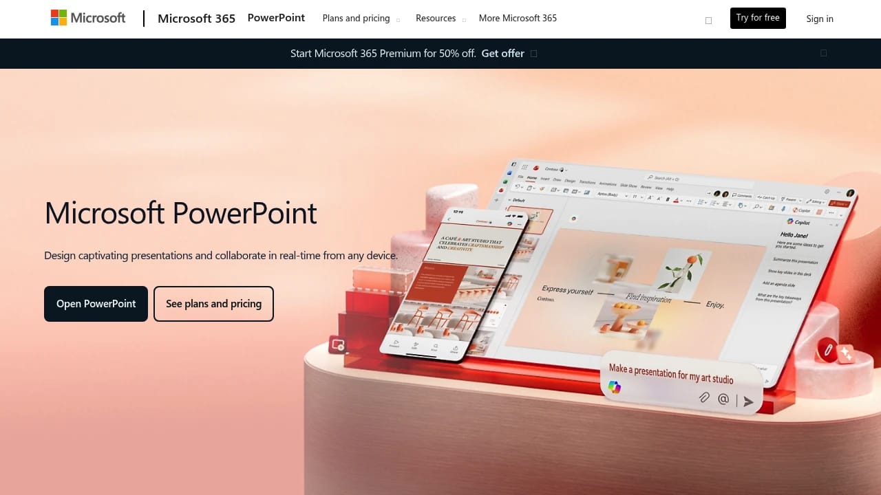 Screenshot of MS Powerpoint website