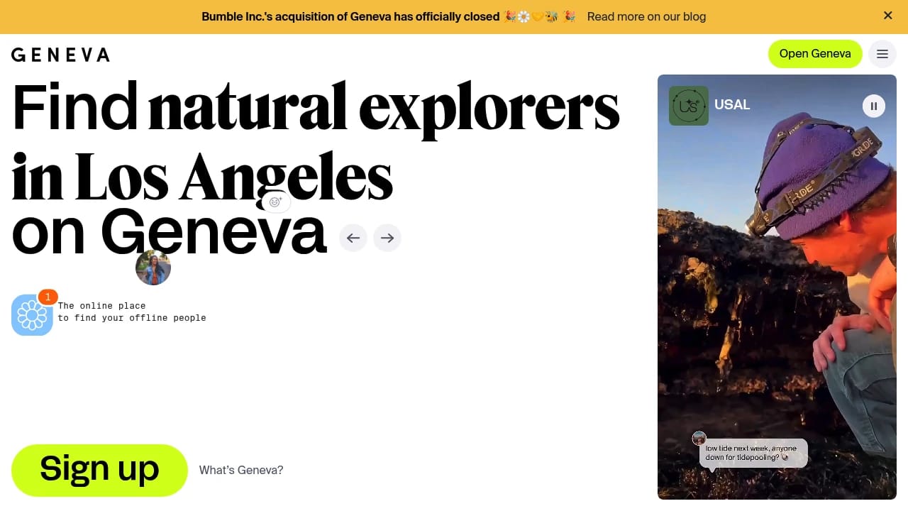 Screenshot of Geneva website