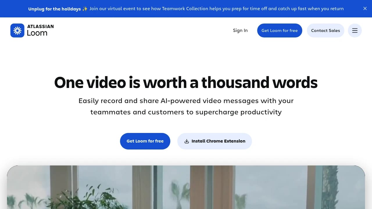Screenshot of Loom website