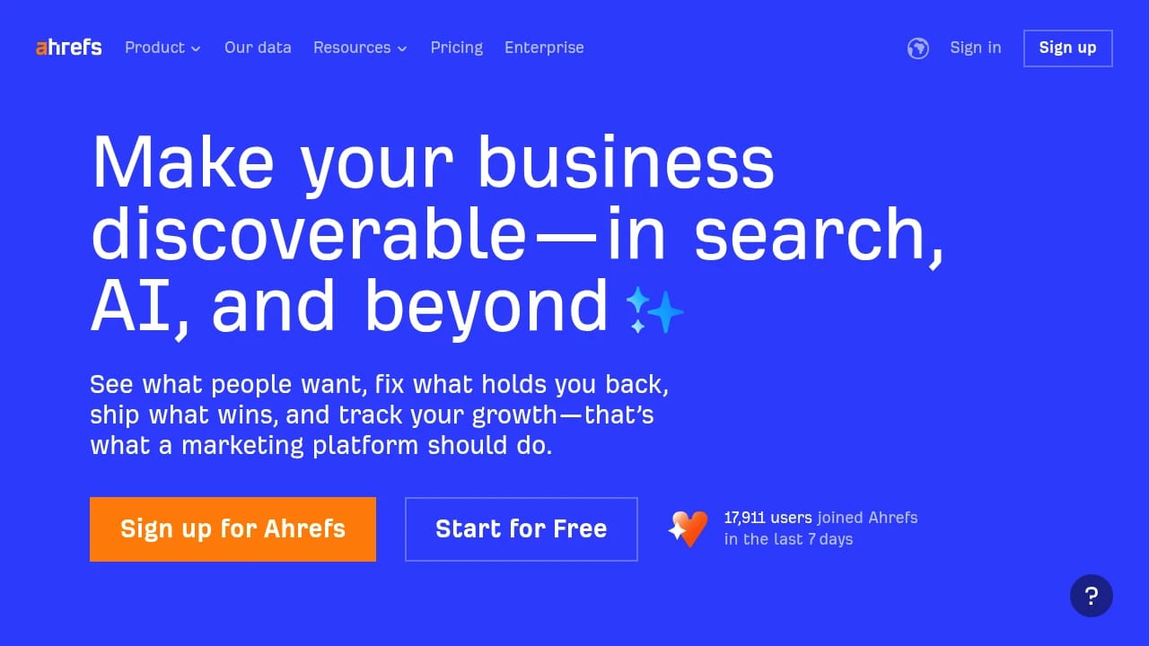Screenshot of Ahrefs website
