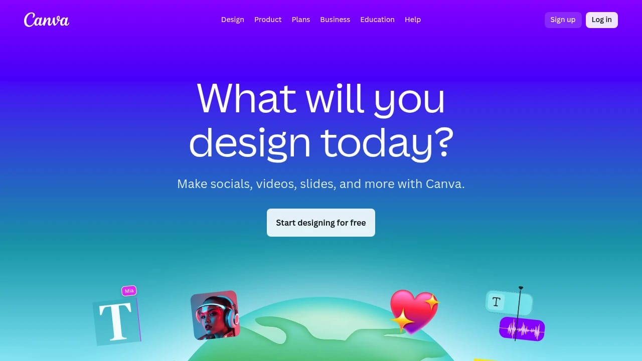 Screenshot of Canva website