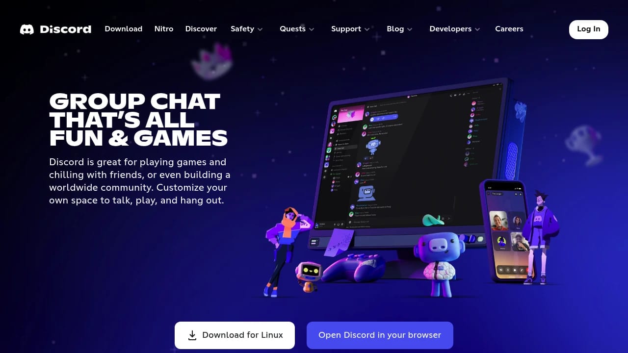 Screenshot of Discord website