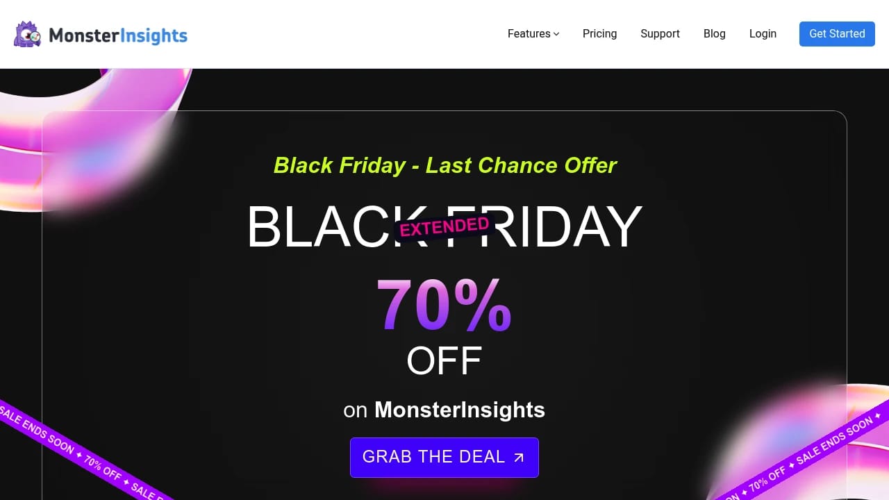 Screenshot of Monster Insights website