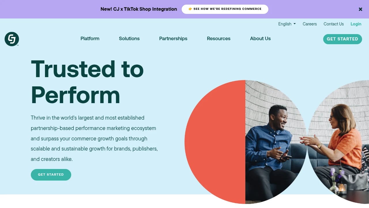 Screenshot of CJ website