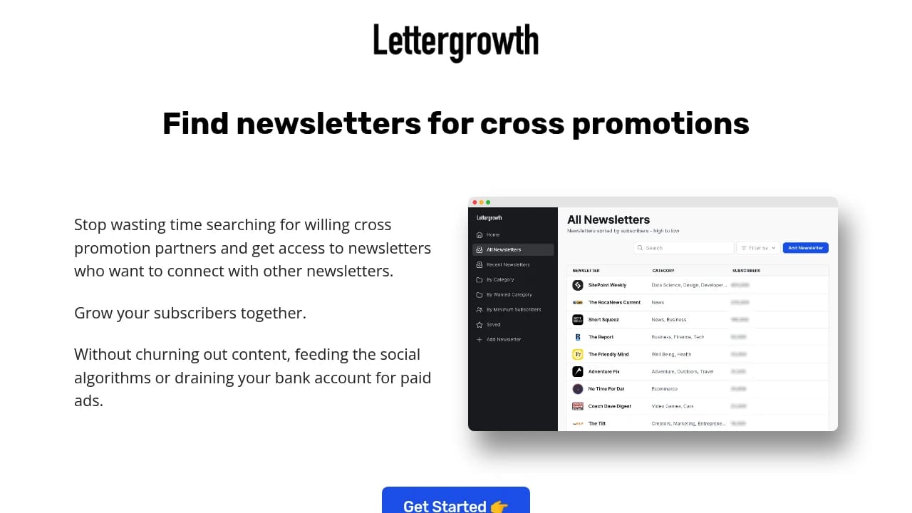 Screenshot of Lettergrowth website