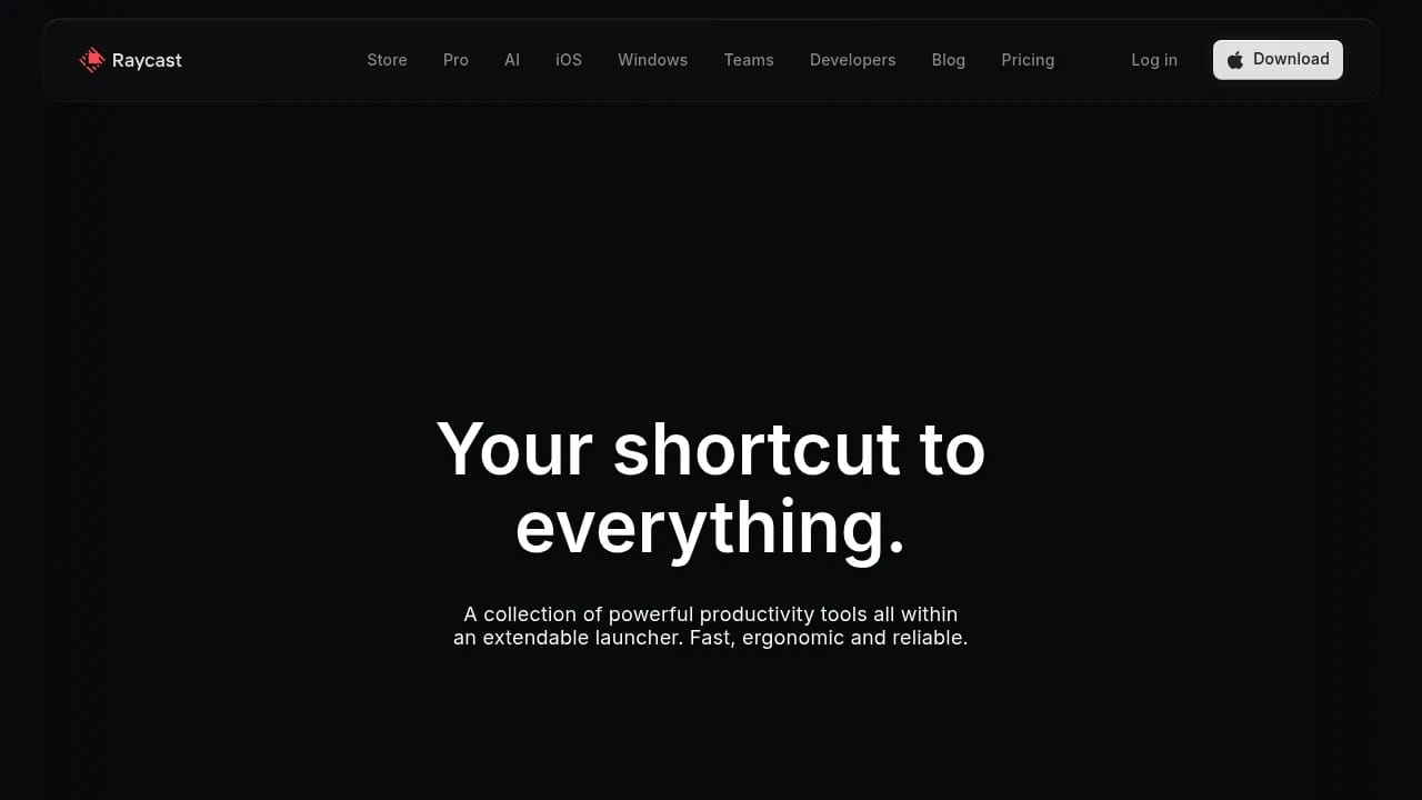 Screenshot of Raycast website