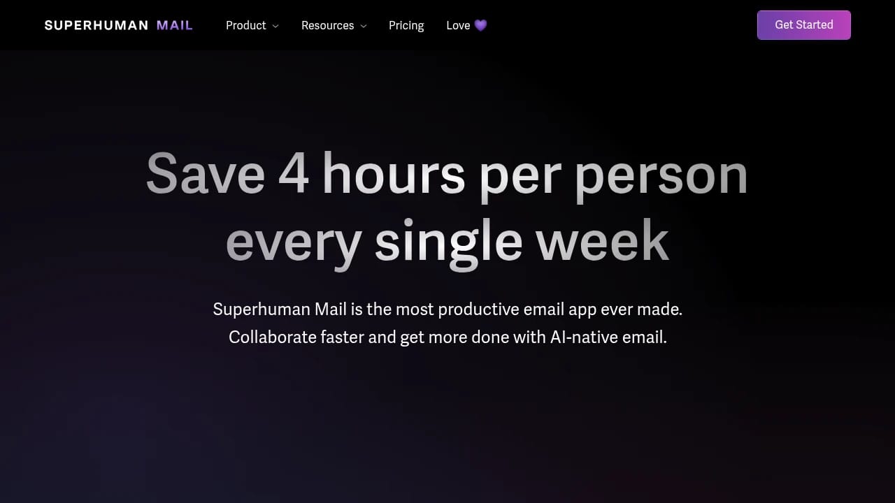 Screenshot of Superhuman Mail website
