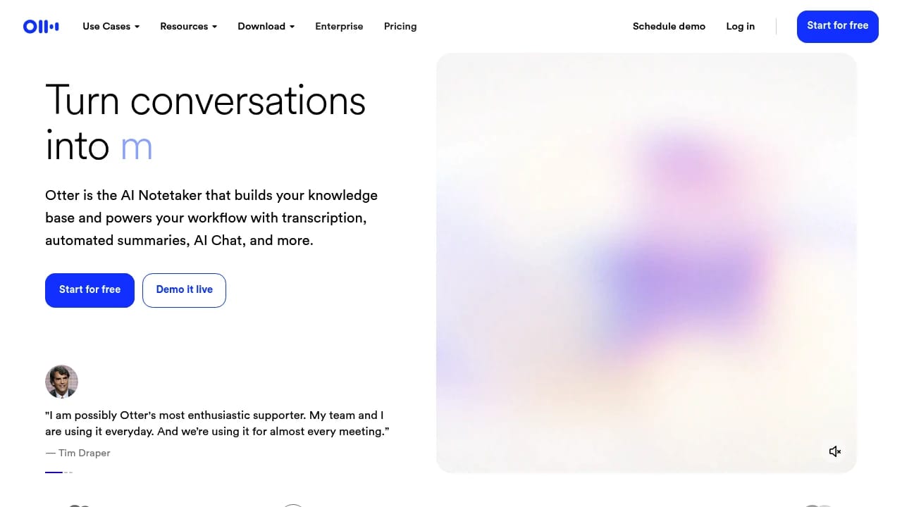 Screenshot of Otter.ai website