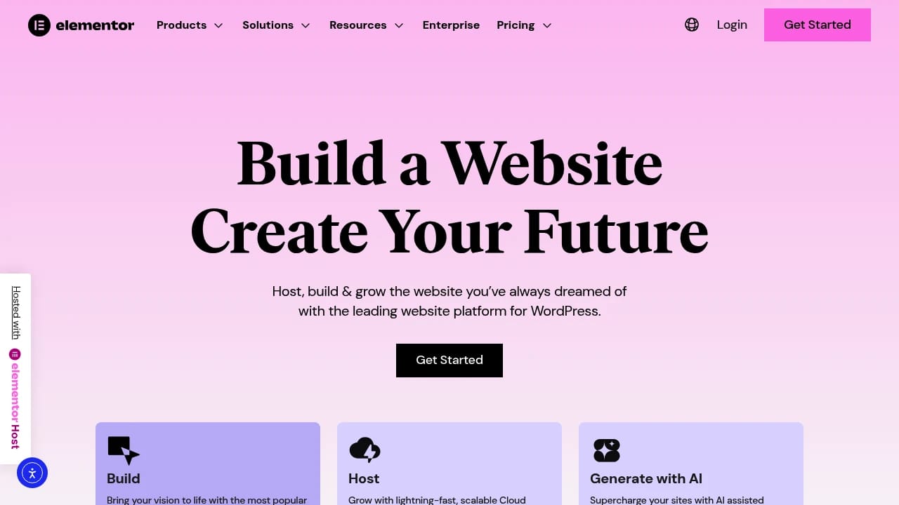 Screenshot of Elementor website
