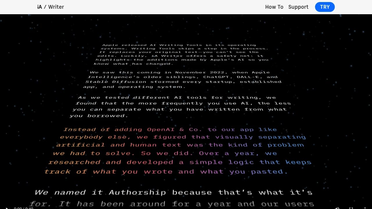 Screenshot of iA Writer website