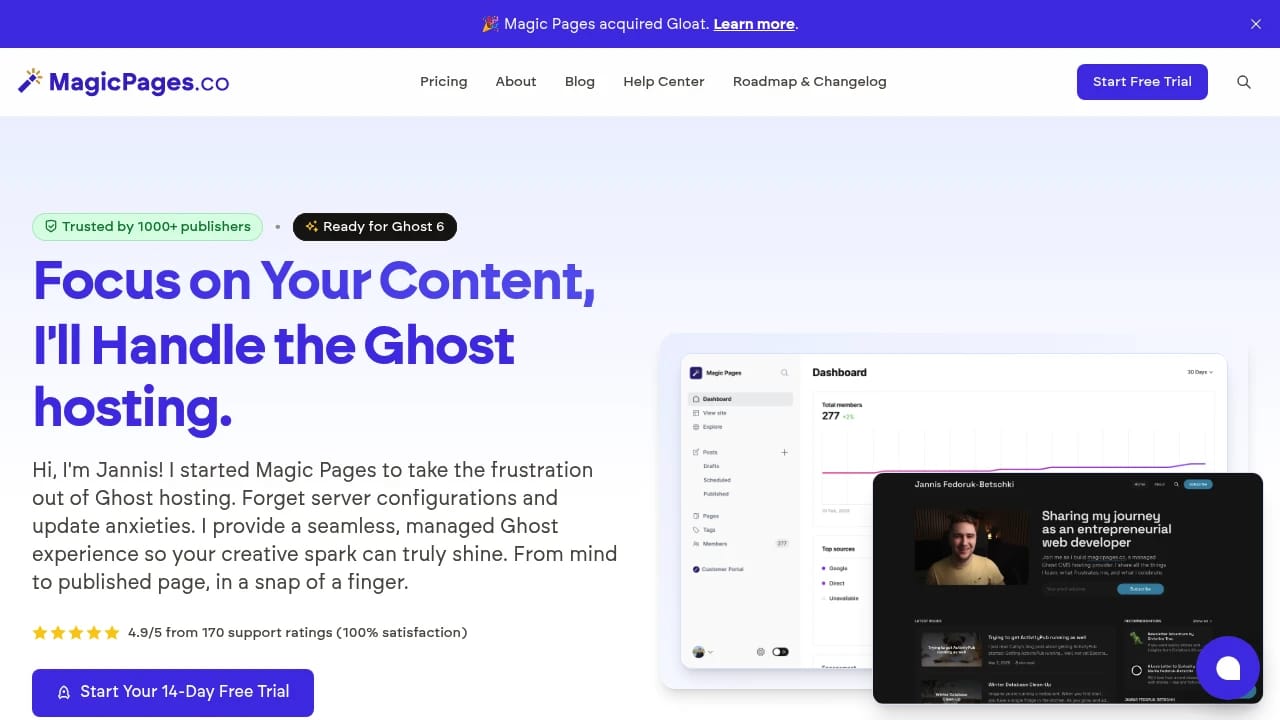 Screenshot of Magic Pages website