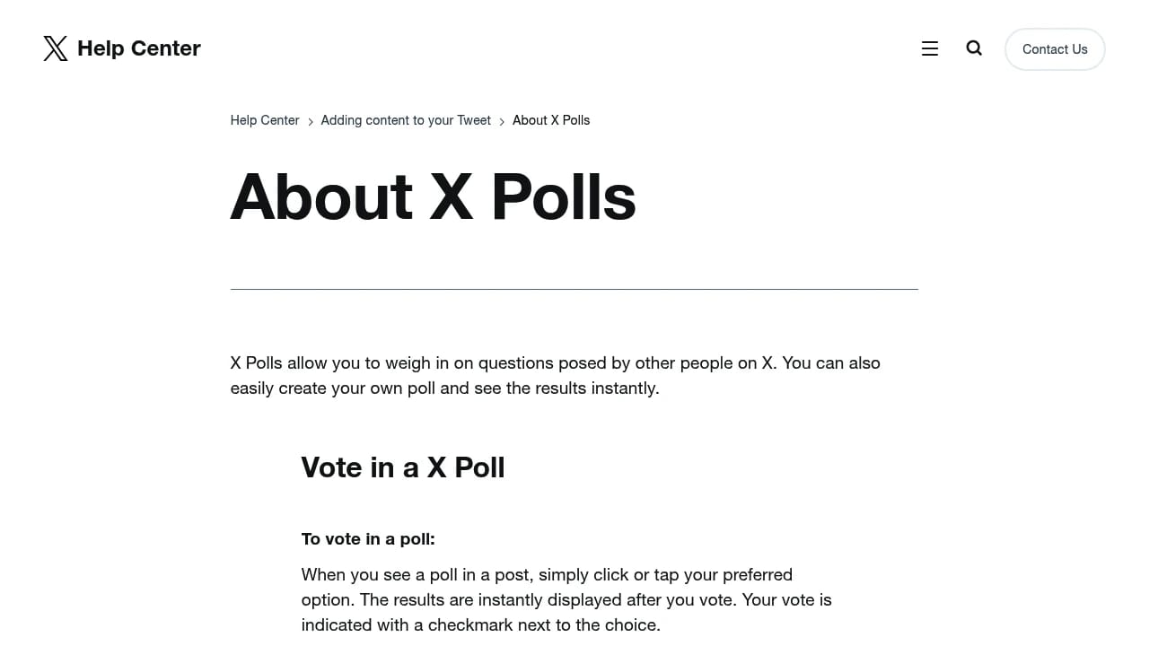 Screenshot of X Polls website