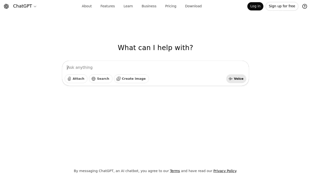 Screenshot of ChatGPT website