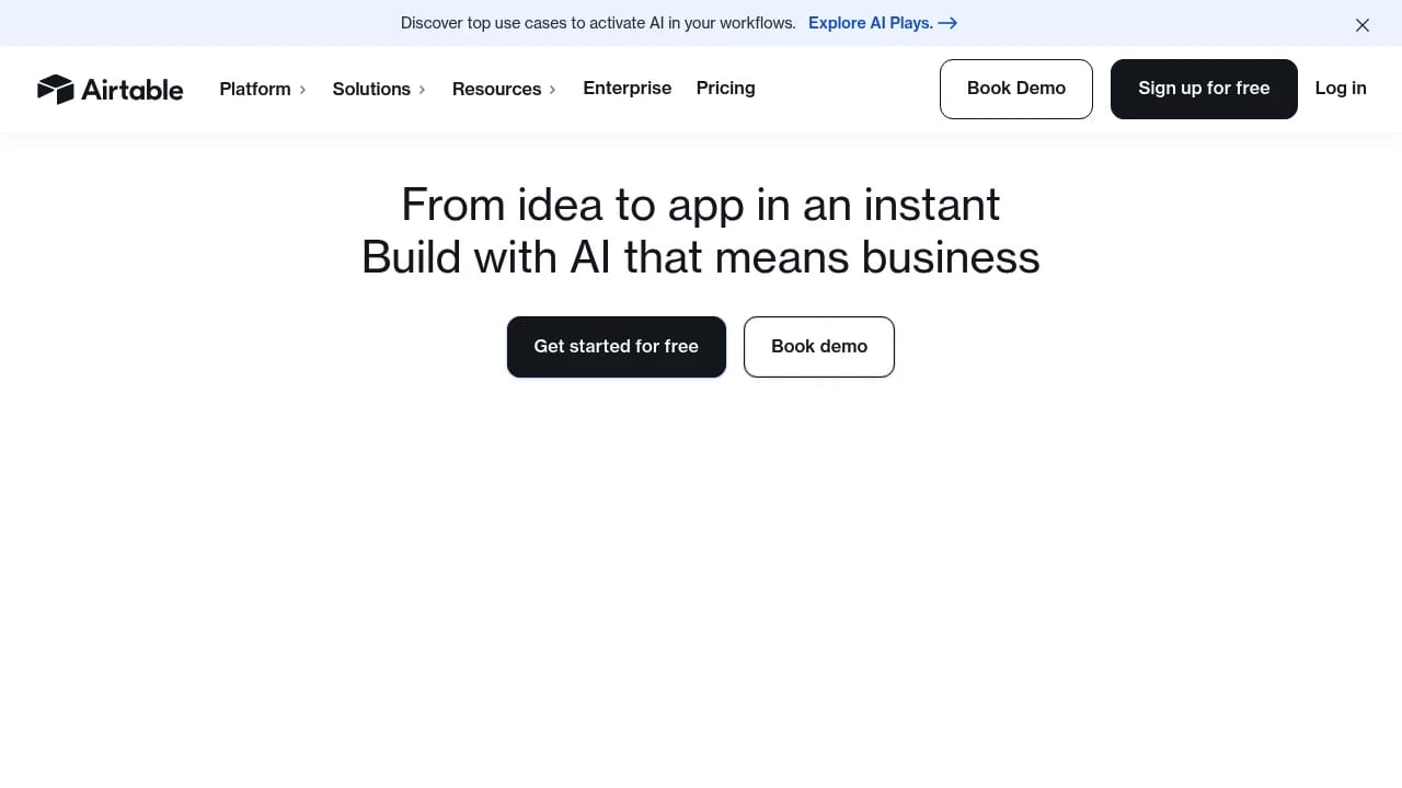 Screenshot of Airtable website