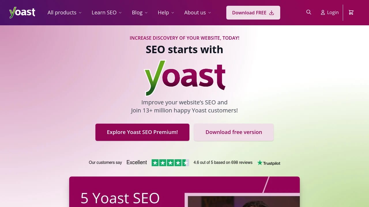 Screenshot of Yoast website